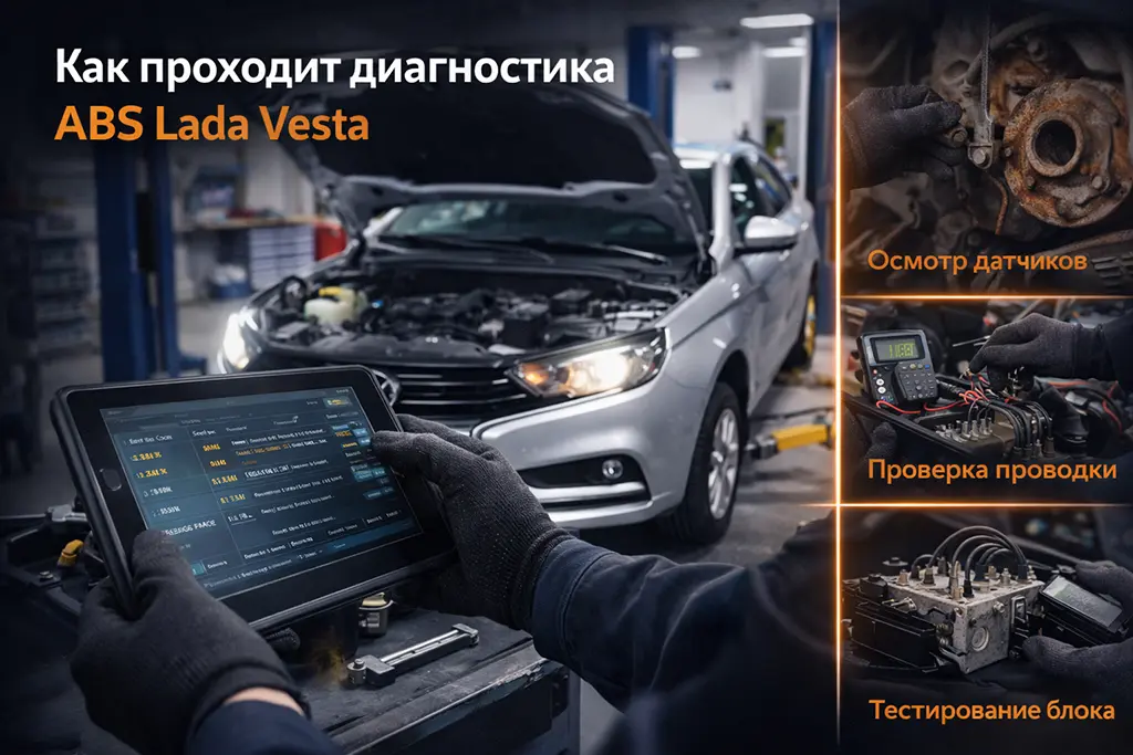 диагностика ABS Lada Vesta проверка датчиков проводки и блока управления системы ABS