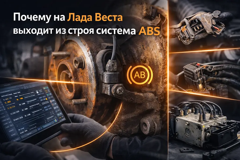 причины неисправности ABS Lada Vesta датчик ABS проводка и блок управления тормозной системы